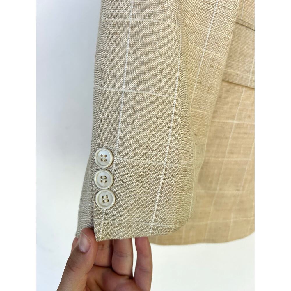 Vintage Yves Saint Laurent Oversized Blazer Suit Jacket Linen Beige YSL Medium - Picture 6 of 11